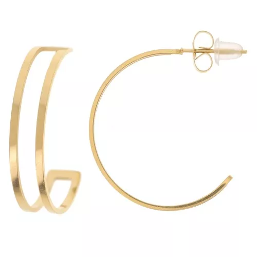27mm Stainless steel 316L Double wire bead weaving hoop - Gold x2