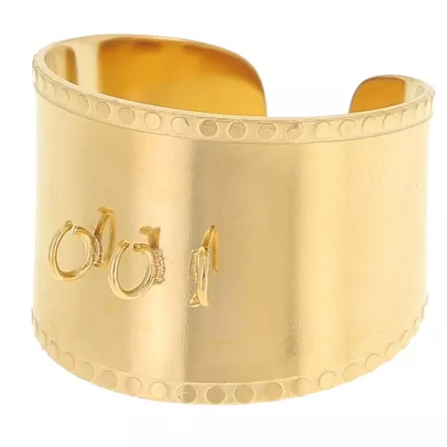 316L stainless steel Wide adjustable ring - 3 open rings - S.52 to 58 - Gold x1