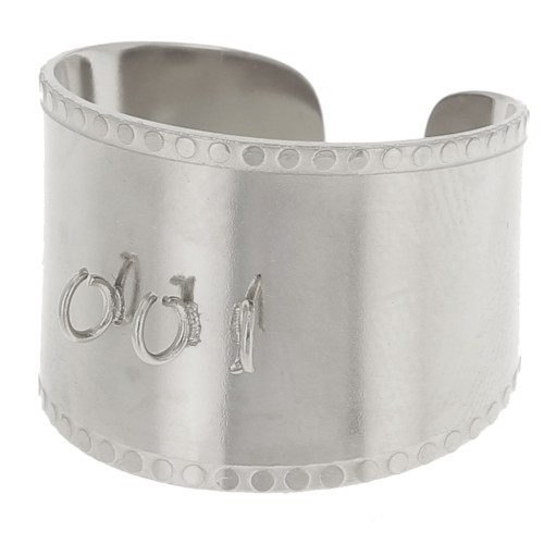 316L stainless steel Wide adjustable ring - 3 open rings - S.52 to 58 x1