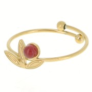 316L Fine adjustable flower ring S.52 to T.58 for 3mm cabochon - Gold x1