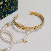 8x165mm Stainless steel 316L oval braided Bracelet - adjustable - Gold x1