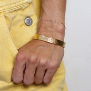 10x160mm Stainless steel 316L Hammered oval band bracelet - adjustable - Gold x1