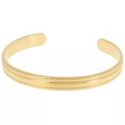 7x155mm 316L stainless steel Oval textured bangle bracelet - adjustable - Gold x1