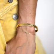 7x155mm 316L stainless steel Oval textured bangle bracelet - adjustable - Gold x1