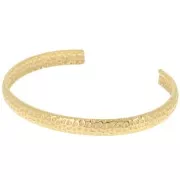6x155mm 316L stainless steel Hammered oval band bracelet - adjustable - Gold x1