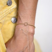 Circle bangle bracelet - adjustable 10x155 mm - 304L Gold stainless steel