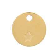 7mm 316L Stainless Steel Round Engraving Sequin - Star pattern - Gold x1