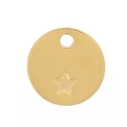 7mm 316L Stainless Steel Round Engraving Sequin - Star pattern - Gold x1