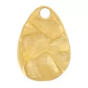 Irregular-shaped hammered teardrop charm, 10.5 x 7.5 mm - Gold-plated 316L stainless steel x1