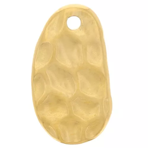 15x9mm Stainless steel 316L Oval irregular hammered charm - Gold x1