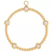 22mm round Pendants small balls & zirconium oxides Stainless steel 316L - Gold x2