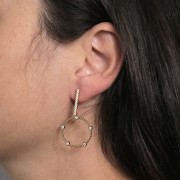 22mm round Pendants small balls & zirconium oxides Stainless steel 316L - Gold x2