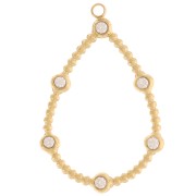 30x20mm drop Pendant small balls & zirconium oxides Stainless steel 316L - Gold x2|raw }}