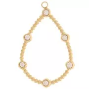 30x20mm drop Pendant small balls & zirconium oxides Stainless steel 316L - Gold x2