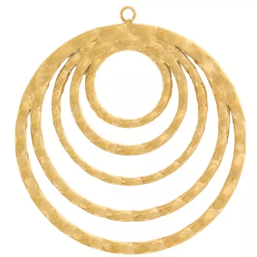 33mm Stainless steel 316L Openwork textured circle pendants - Gold x2