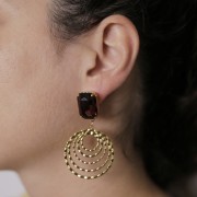 33mm Stainless steel 316L Openwork textured circle pendants - Gold x2