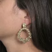 41x36mm 316L stainless steel Hammered drop pendants - Gold x2