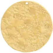 25.5mm Stainless steel 316L Round hammered pendant - Gold x1