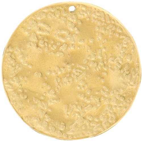 25.5mm Stainless steel 316L Round hammered pendant - Gold x1