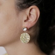 25.5mm Stainless steel 316L Round hammered pendant - Gold x1