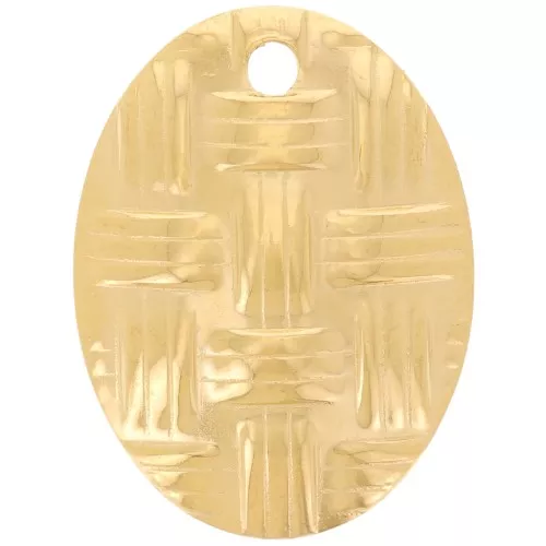 20x15mm Stainless steel 304L Curved oval pendant braided effect - Gold x1