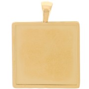 Pendant setting for 20 mm square cabochon - 304L gold-plated stainless steel|raw }}