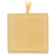 Pendant setting for 20 mm square cabochon - 304L gold-plated stainless steel