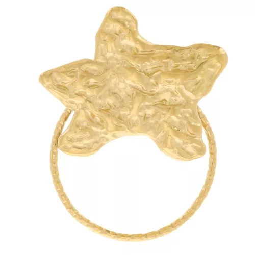 29x23mm 304L stainless steel Hammered starfish and circle pendant - Gold x1