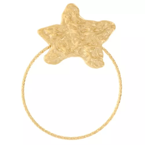 40x30mm 304L stainless steel Hammered starfish and circle pendant - Gold x1