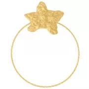 50x40mm 304L stainless steel Hammered starfish and circle pendant - Gold x1