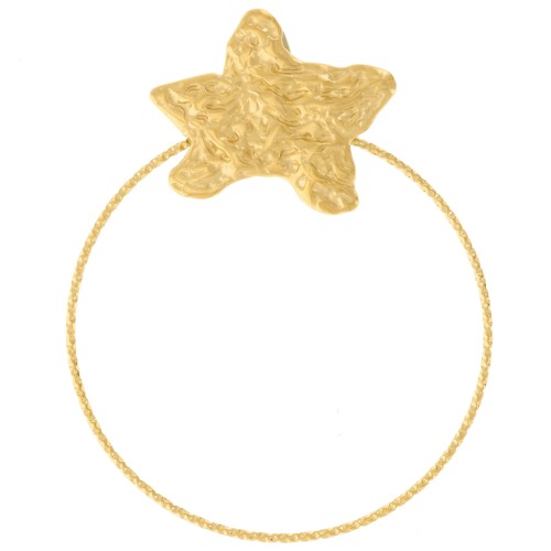 50x40mm 304L stainless steel Hammered starfish and circle pendant - Gold x1