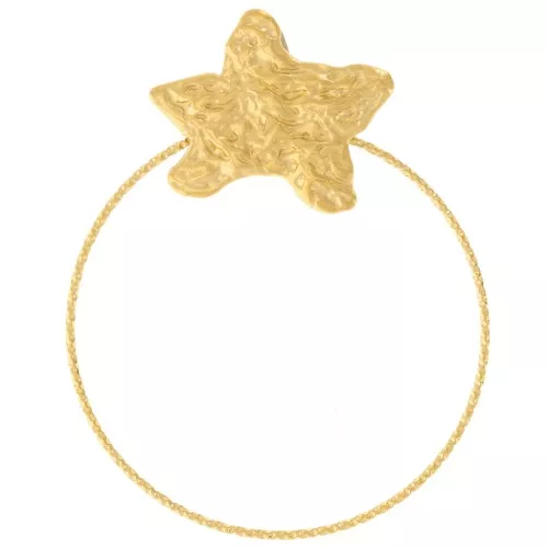 50x40mm 304L stainless steel Hammered starfish and circle pendant - Gold x1
