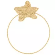 50x40mm 304L stainless steel Hammered starfish and circle pendant - Gold x1