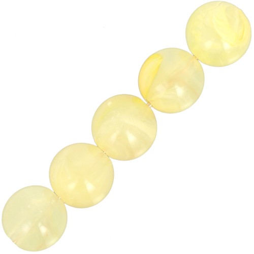 6mm Transparent resin bead - Light yellow marbled x20
