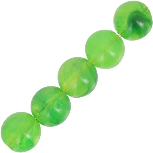 6mm Transparent resin bead - Marbled green x20