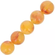 Translucent resin beads 6 mm - Apricot marbled x20