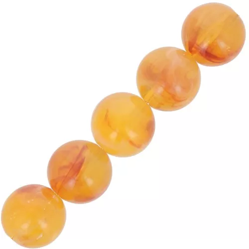 Translucent resin beads 6 mm - Apricot marbled x20