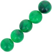 6mm Transparent resin bead - Dark green marbled x20