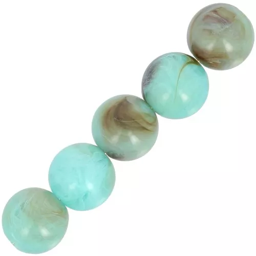 6mm Opaque resin bead - Marbled turquoise x20