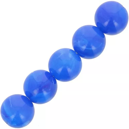 6mm Opaque resin bead - Royal blue marbled x20