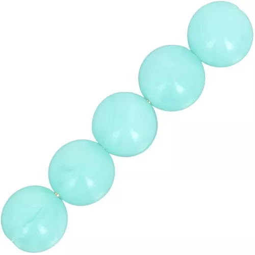 6mm Opaque resin bead - Aquamarine marbled x20