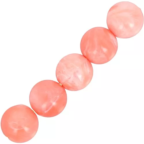 6mm Opaque resin bead - Marbled coral x20