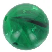 10mm Transparent resin bead - Dark green marbled x10