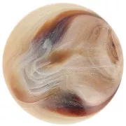 14mm Round transparent resin cabochon - Beige - Marbled brown x1