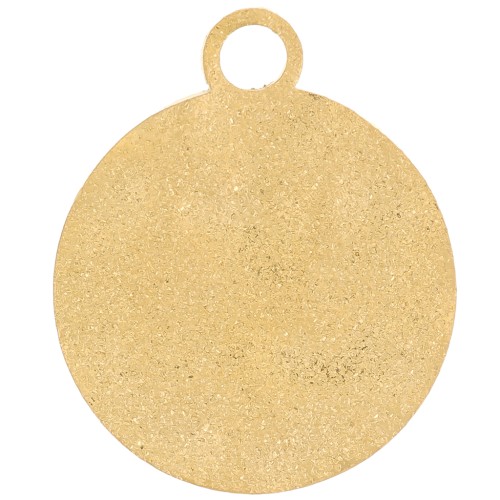 16mm Stainless steel 316L Round hammered diamond charm - Gold x1