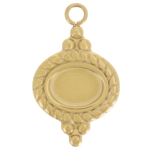 22x13mm 316L stainless steel Ethnic charm for 8x6mm cabochon - Gold x1