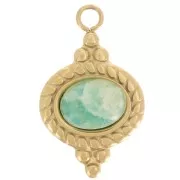 22x13mm 316L stainless steel Ethnic charm for 8x6mm cabochon - Gold x1