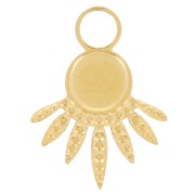 13x10mm 316L stainless steel textured ethnic charm for 4mm cabochon - Gold x1