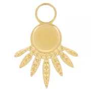 13x10mm 316L stainless steel textured ethnic charm for 4mm cabochon - Gold x1