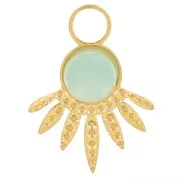 13x10mm 316L stainless steel textured ethnic charm for 4mm cabochon - Gold x1